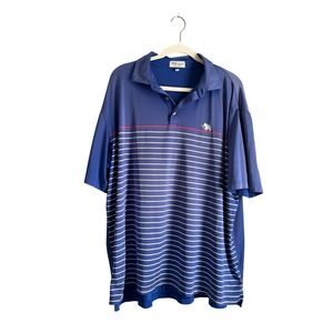 Peter Millar Summer Comfort Mens Polo Shirt XL Blue Elephant Stripe Golf Casual